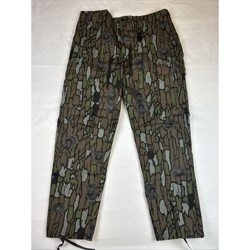 NOS VTG 80s Trebark Cargo Pants L Reg Canvas Turkey Camo Hunting Military NWTF - Picture 2 of 7